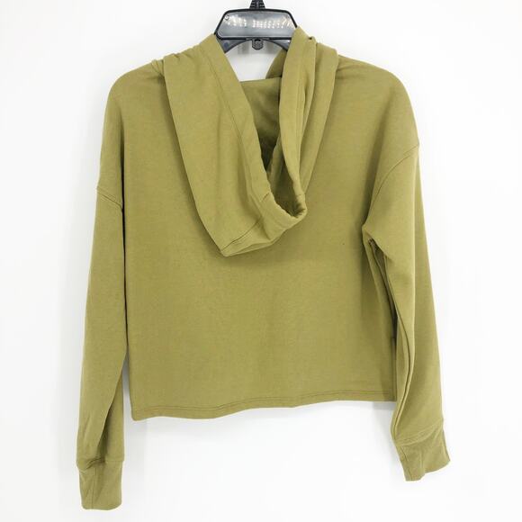 CALVIN KLEIN PERFORMANCE Half-Zip Hoodie XS Olive Green Crop Sweatshirt NWOT - Picture 6 of 10